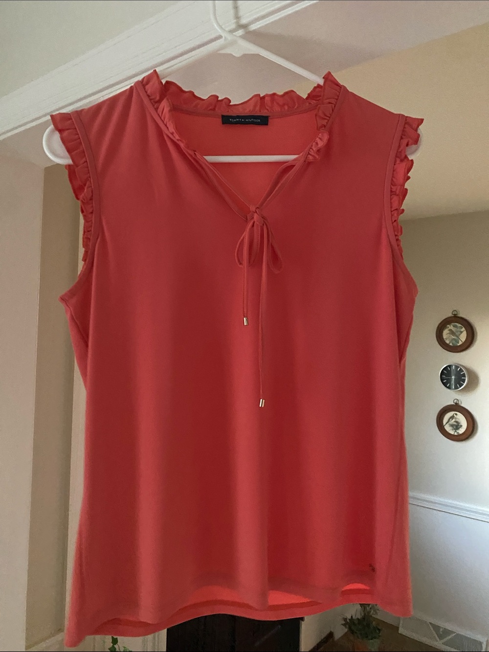 Tommy Hilfiger Coral Ruffle Tie-Neck Sleeveless Top